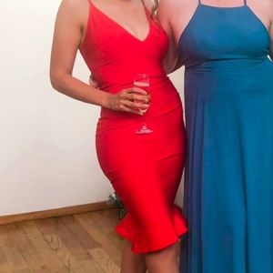 PLT Pretty Little Thing Red Cocktail Bandage Dress